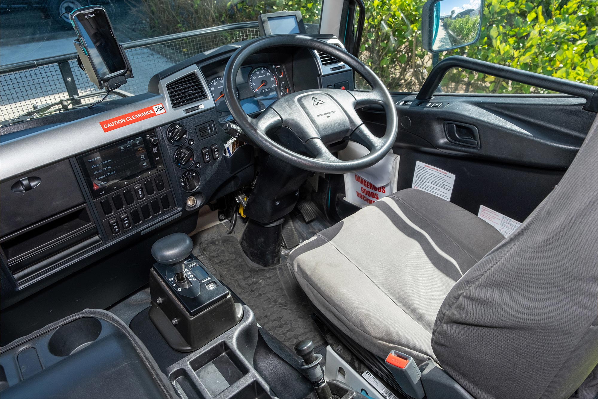 The inside of a FUSO Fighter cab 