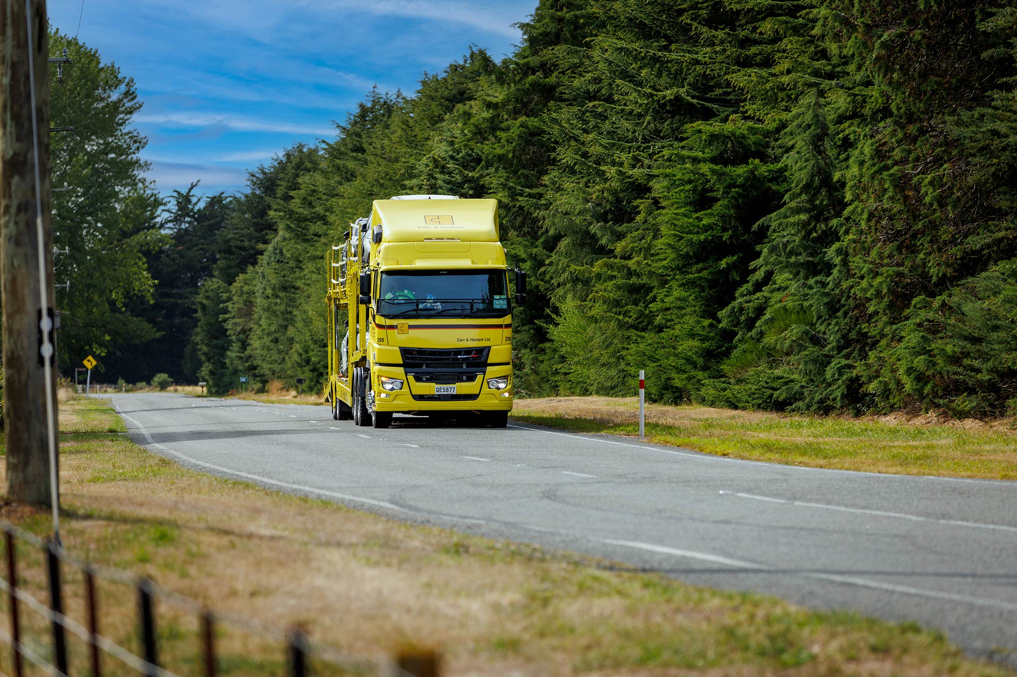 Carr & Haslam’s FUSO Shogun 510 on the road in Canterbury