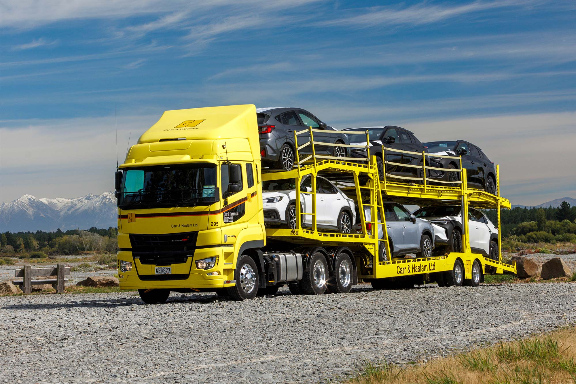 Carr & Haslam’s FUSO Shogun 510 on the road in Canterbury
