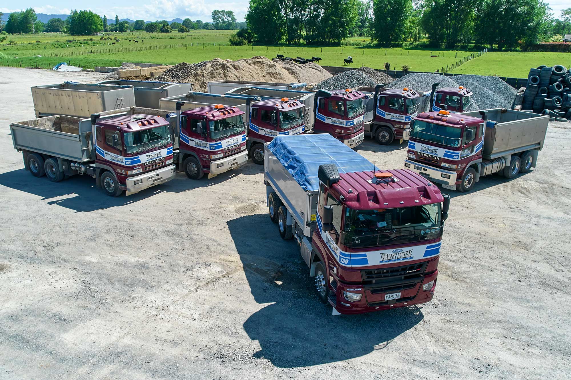 The FUSO Shogun 510 among other FUSO heavy-duty trucks 