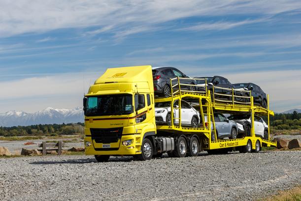 Carr & Haslam’s FUSO Shogun 510 on the road in Canterbury